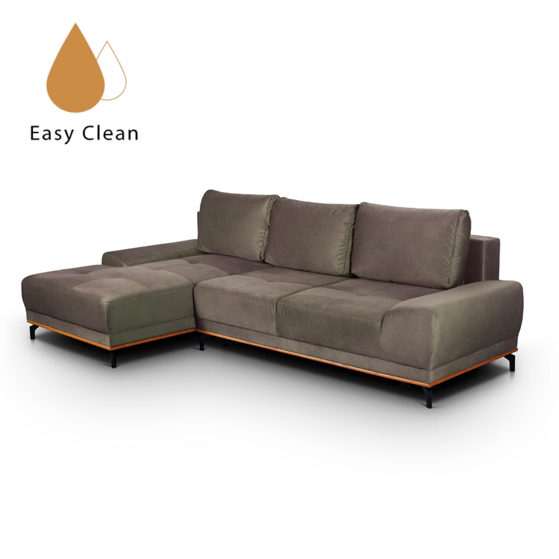 NATURA SOFA BED CORNER LEFT EASY CLEAN FABRIC TAUPE E1 EU