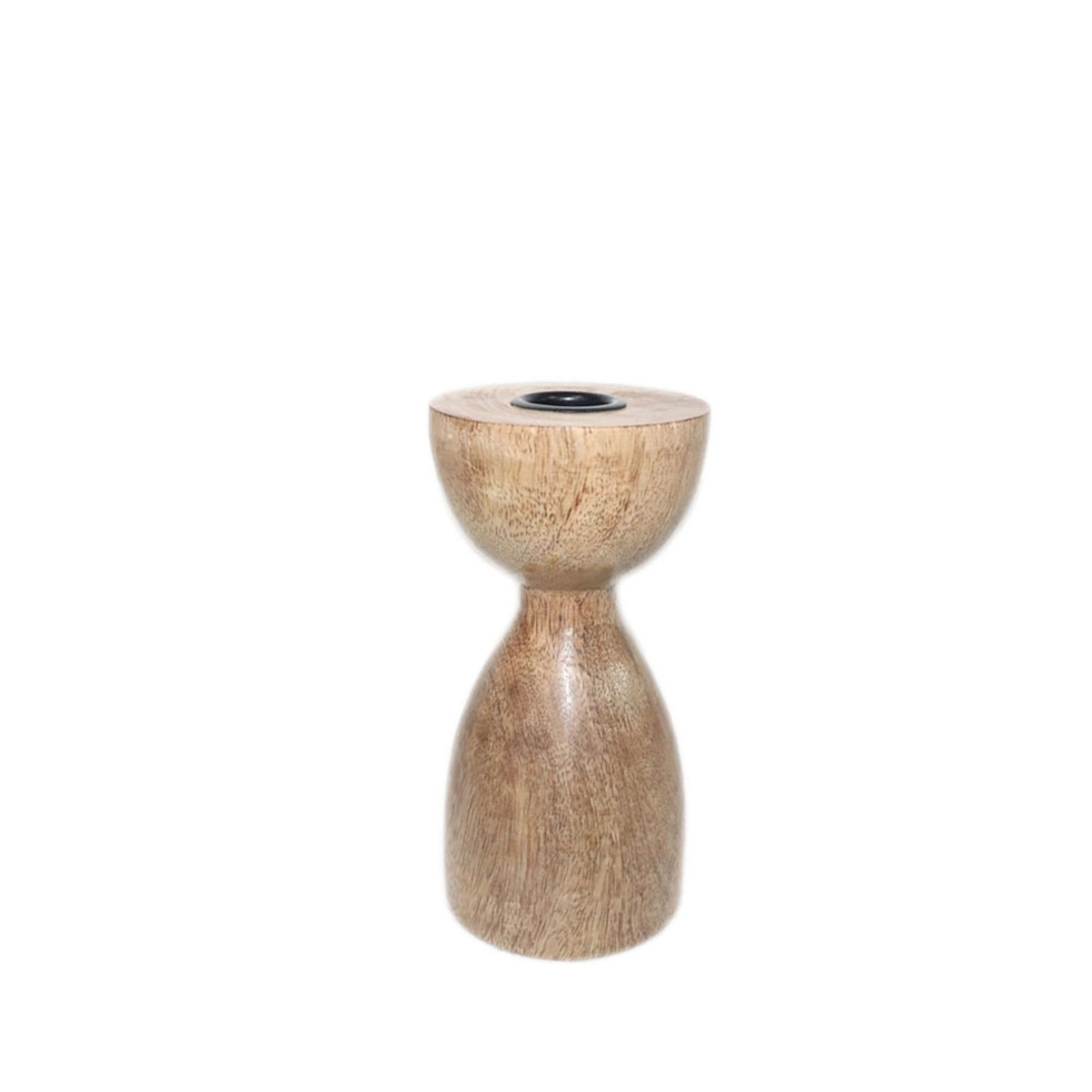 CINTURA CANDLE HOLDER WOOD NATURAL D7,5xH15,5cm IN