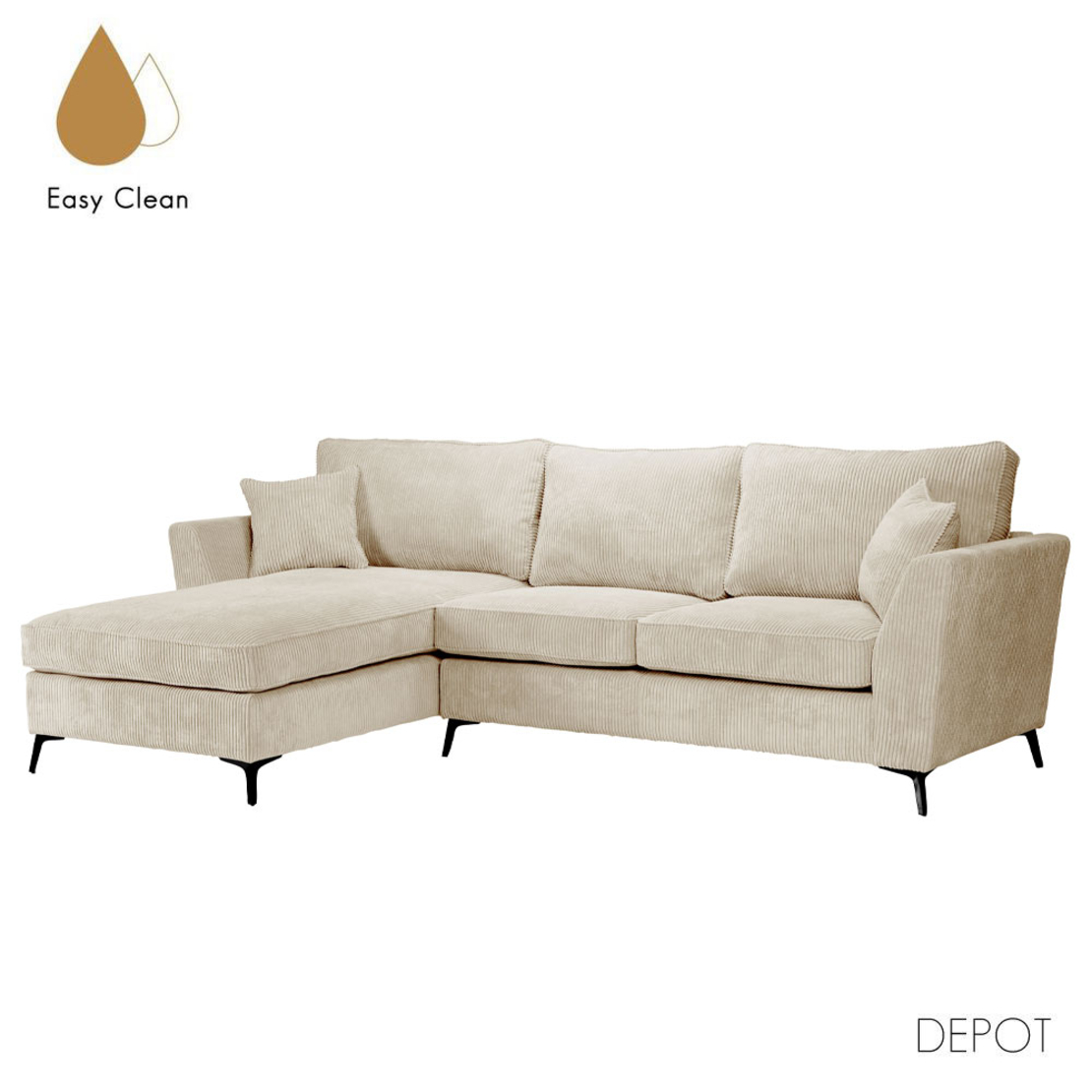 BOEL SOFA CORNER LEFT EASY CLEAN FABRIC BEIGE E1 E new