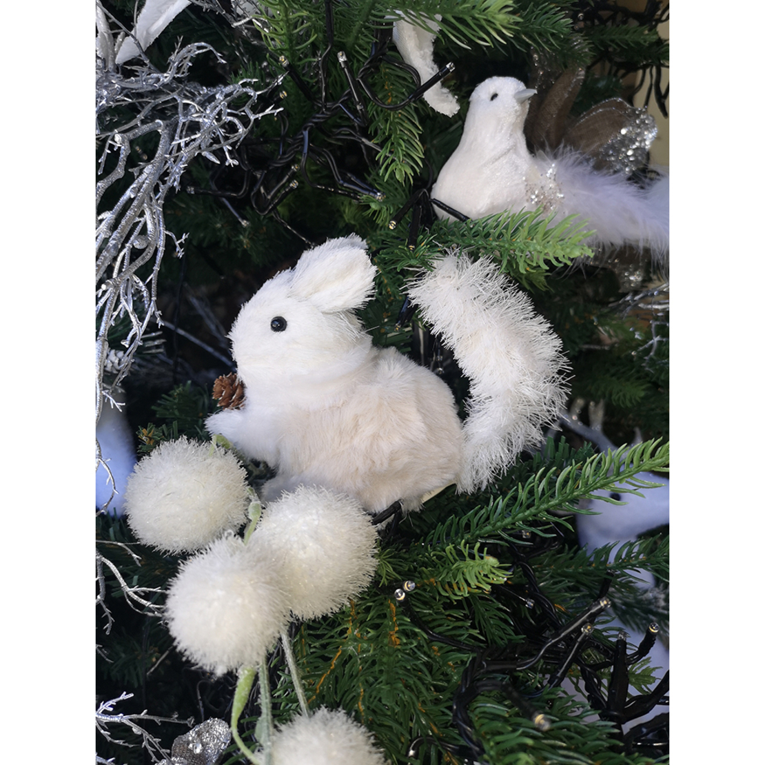 XMAS POWDER SQUIRREL 1 SQUIRREL POLYFOAM FABRIC WH