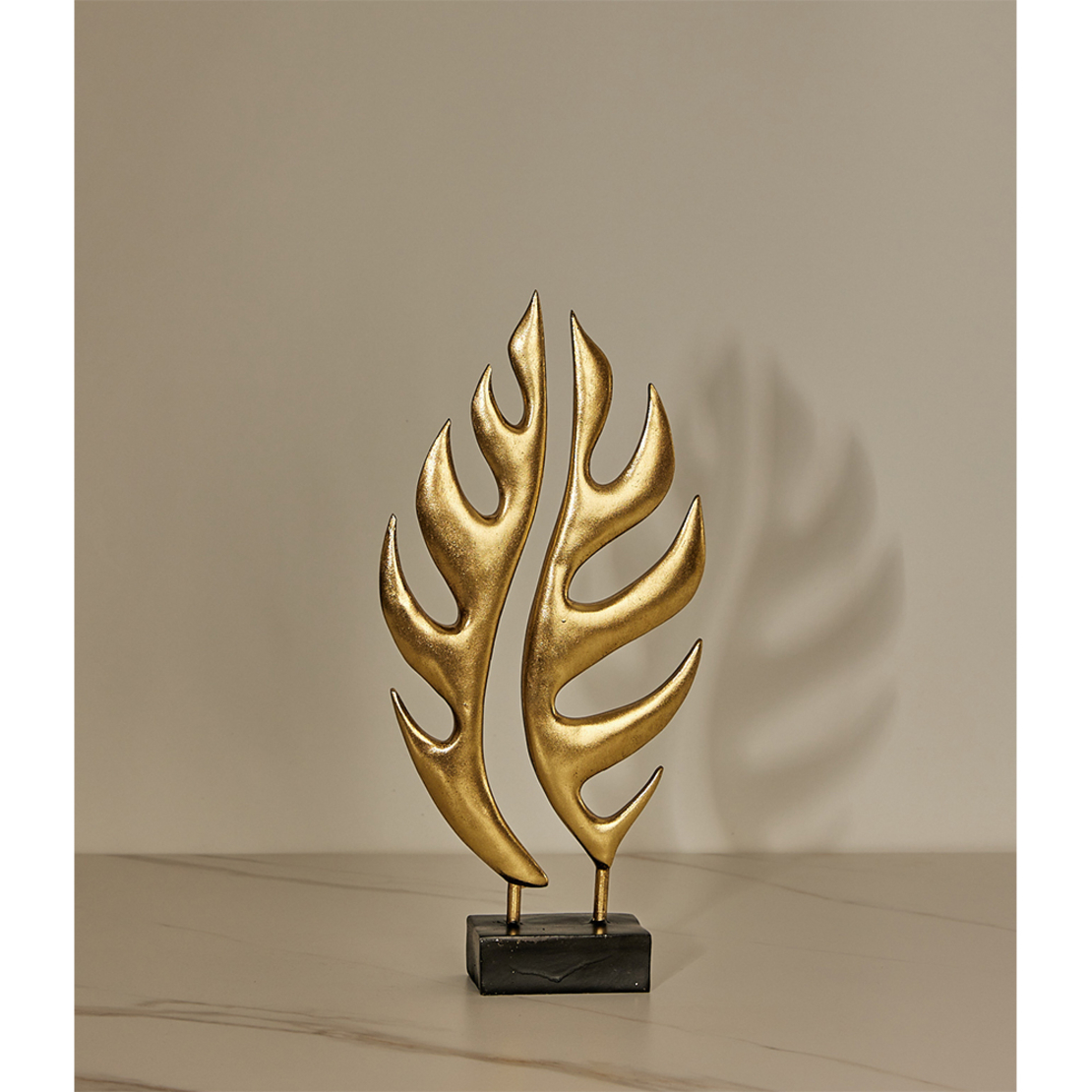 LEAF 3 DECO LEAF POLYRESIN GOLD BLACK 19,9x5,9xH41