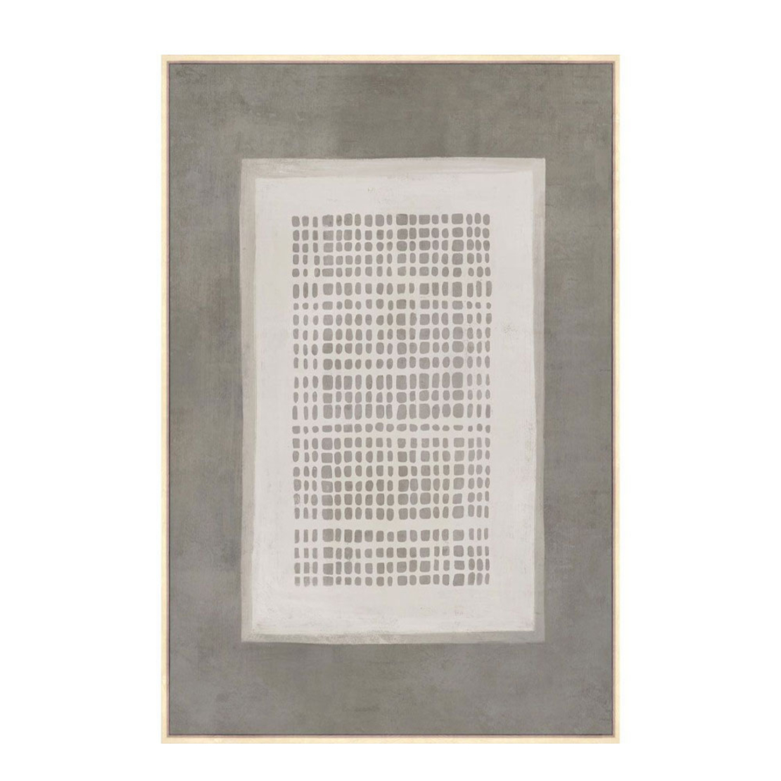 COSMIC GRID PAINTING DECORATIVE WITH FRAME 80x120x4 CANVAS GREY DARK BEIGE WOOD