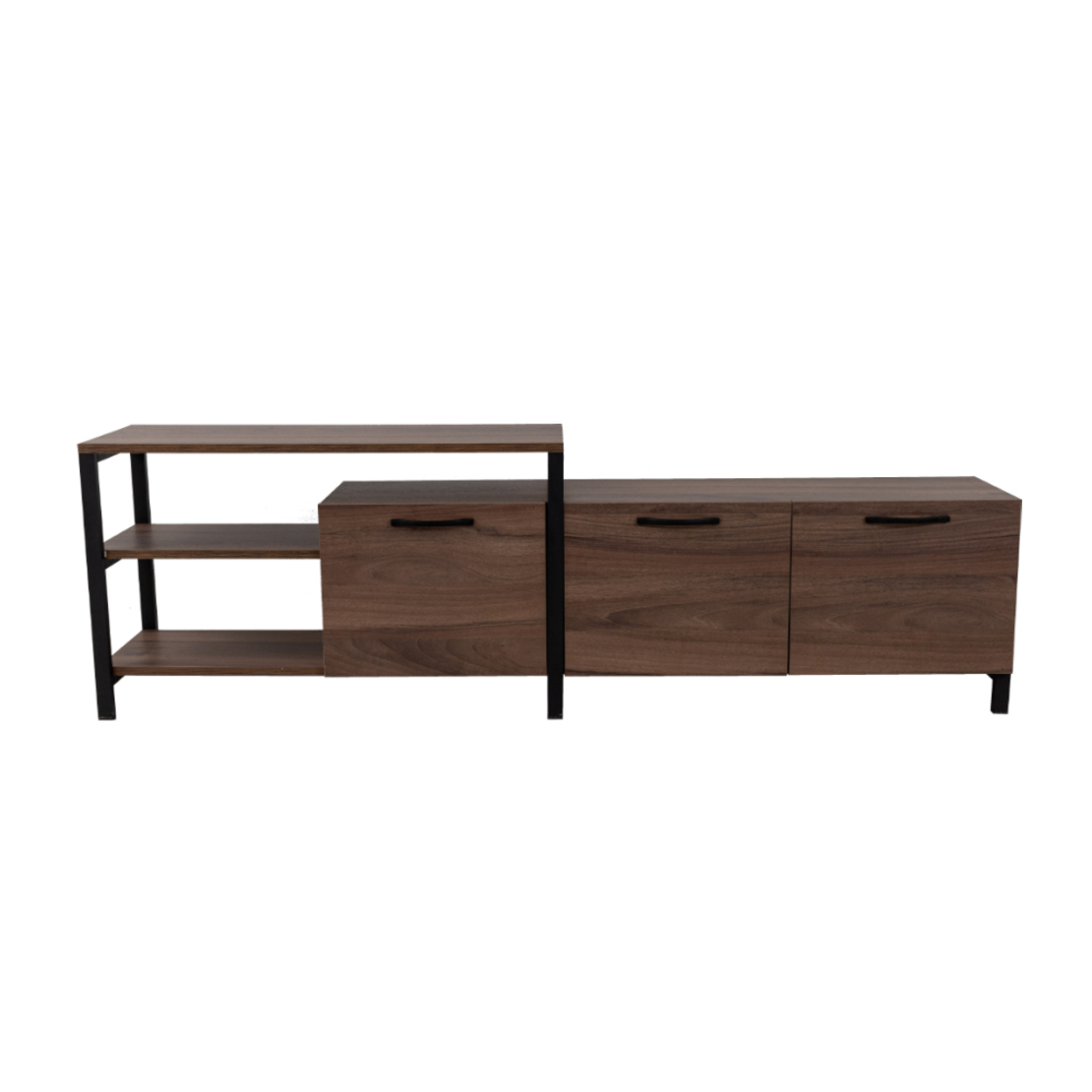 RAM TV STAND MELAMINE WALNUT BLACK METAL 180x35xH55cm E1 TR