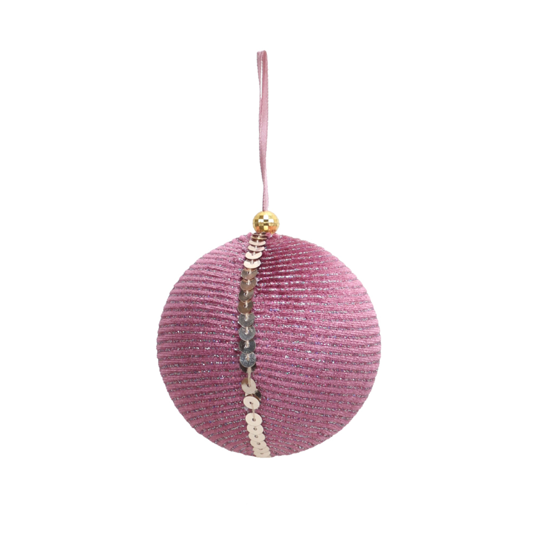 XMAS PIXIE 6 PENDANT BALL POLYFOAM FABRIC PINK GOL