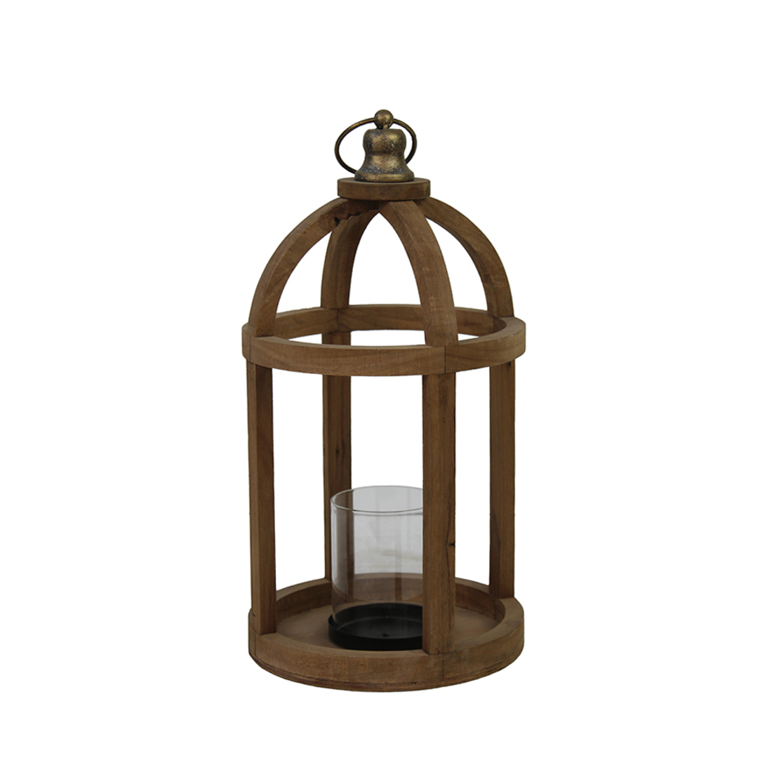 ALIA LANTERN WOOD GLASS NATURAL DARK 19,5x19,5xH38
