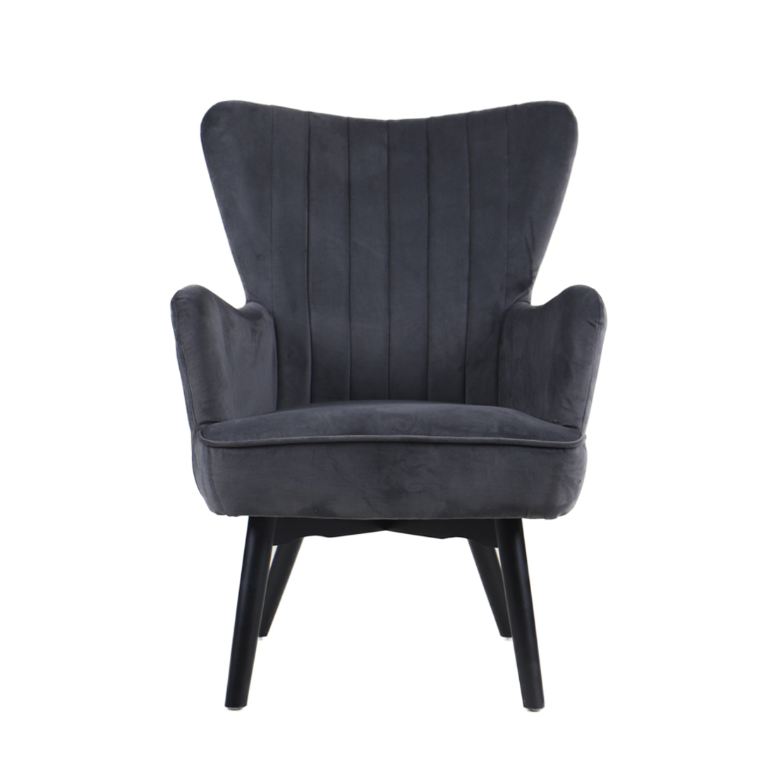 BELLA ARMCHAIR FABRIC GREY WOOD BLACK E1 PRC