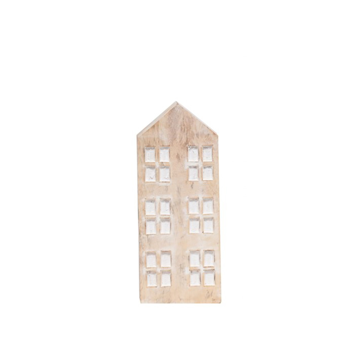 BLOCK S DECO HOUSE WOOD MANGO WHITE WASHED 7,5x3xH