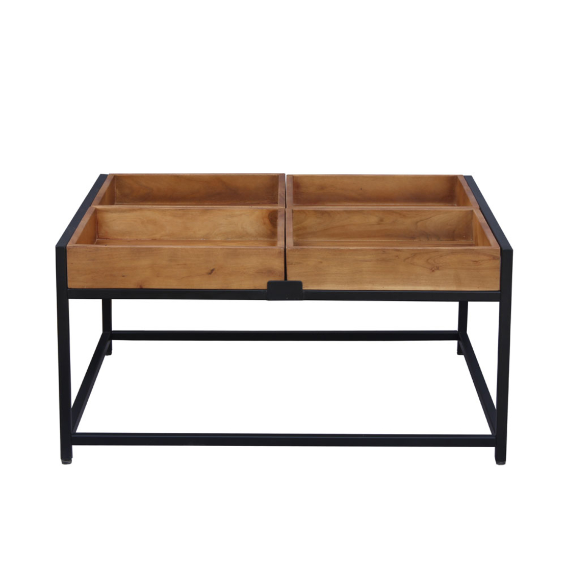 COMBO COFFEE TABLE WOOD ACACIA WALNUT METAL BLACK 84x80xH42cm IN
