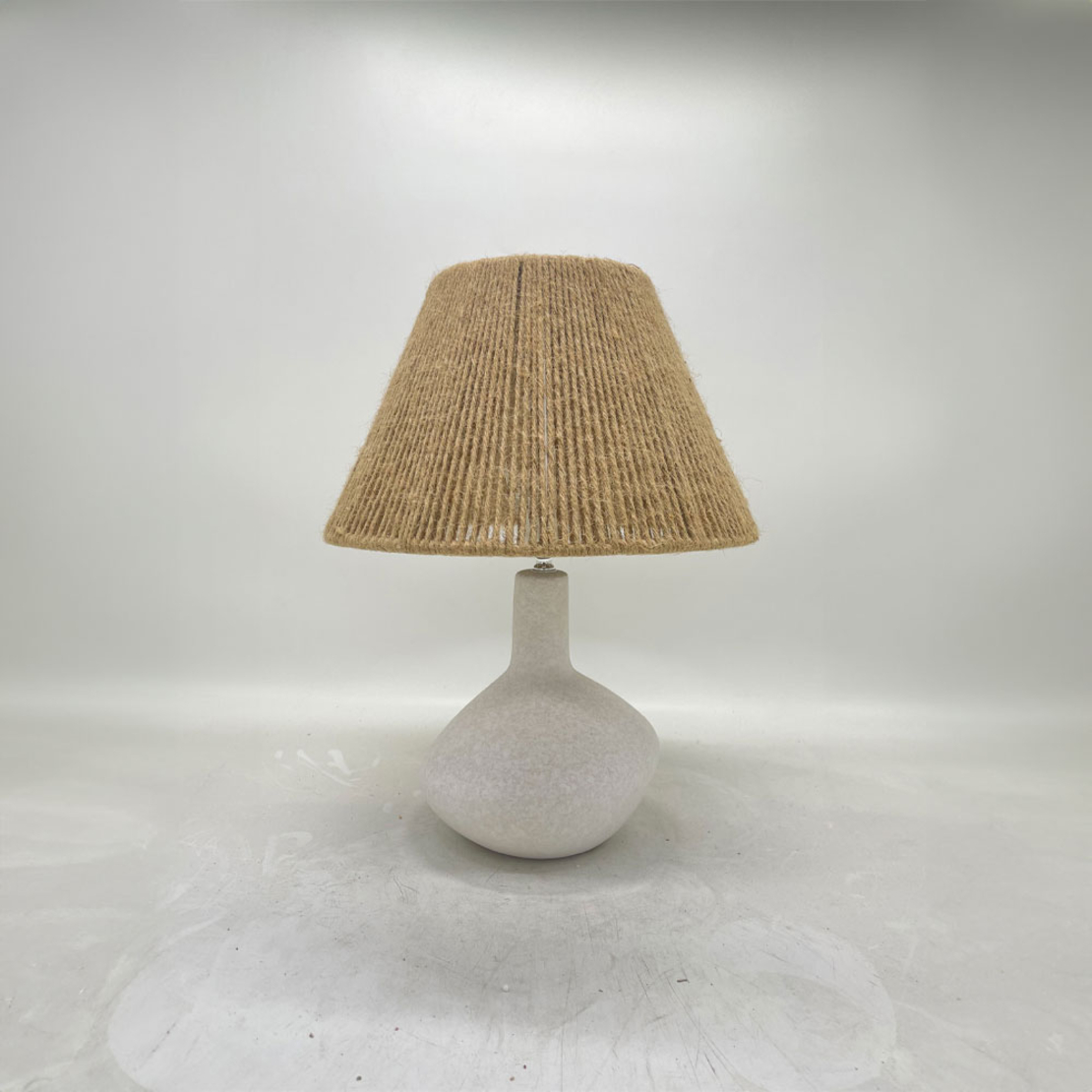 SCIANA LAMP TABLE 18x18x40 CERAMIC WHITE ROPE NATURAL