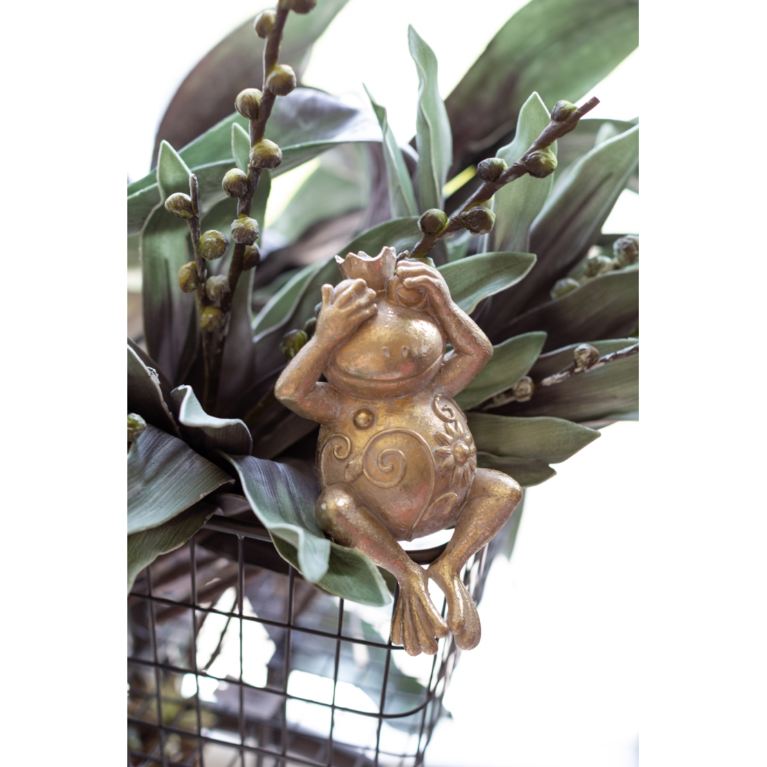 GRENOUILLE 1 DECO FROG POLYRESIN GOLD 12,2x9,4xH22