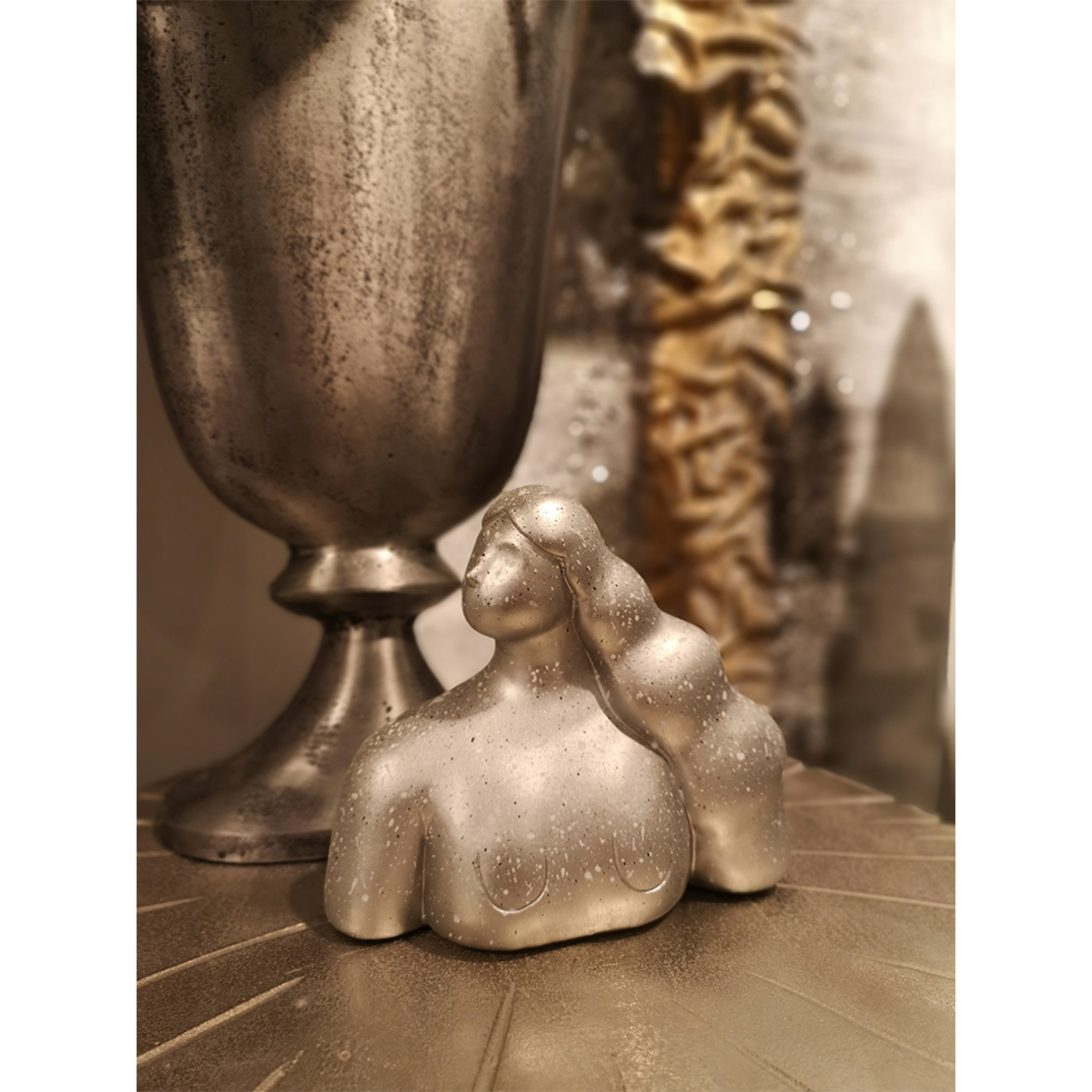 CHEVEU SILVER 1 DECO FIGURE POLYRESIN SILVER 19,5x