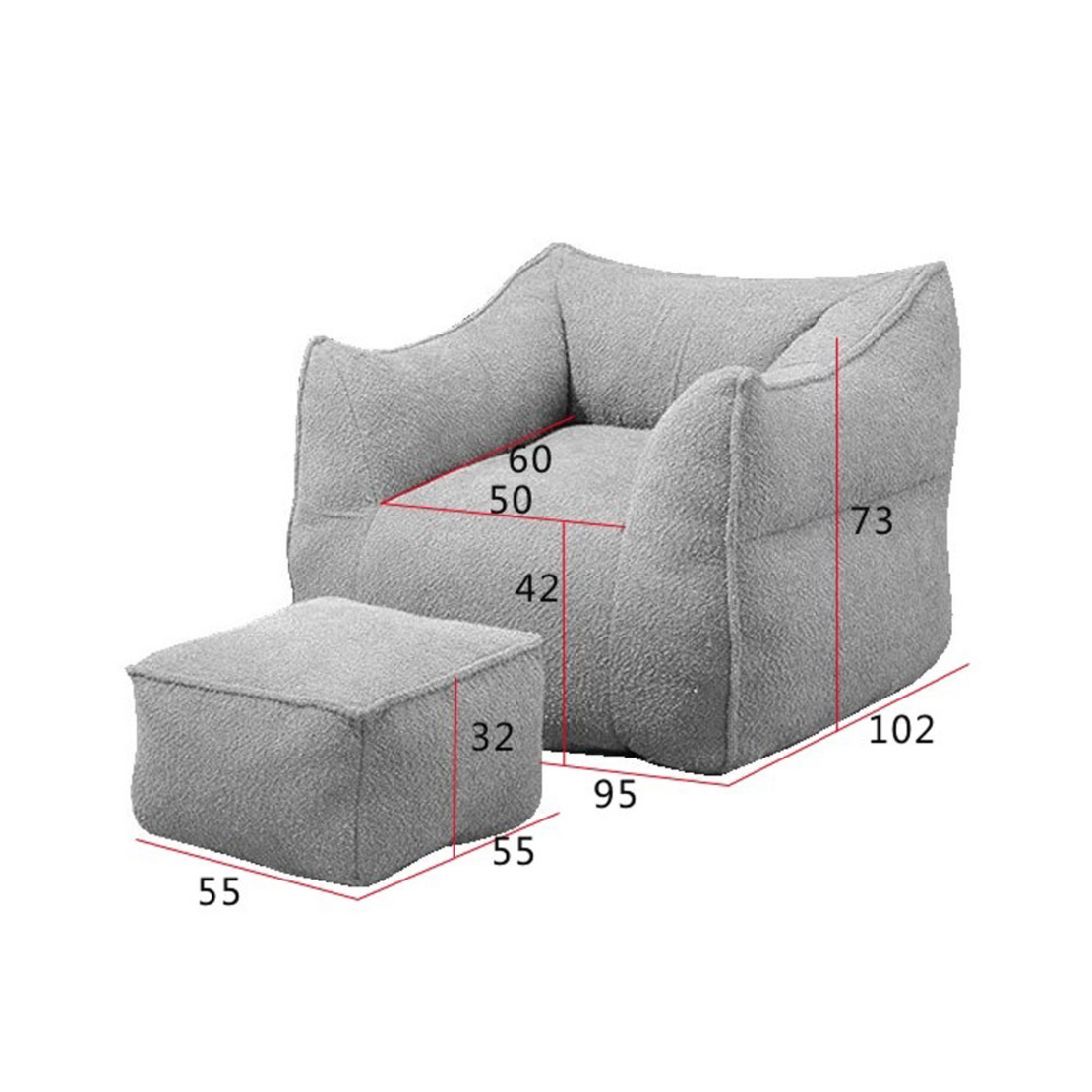 SPONGE ARMCHAIR SET FABRIC GREY SILVER FOAM PRC