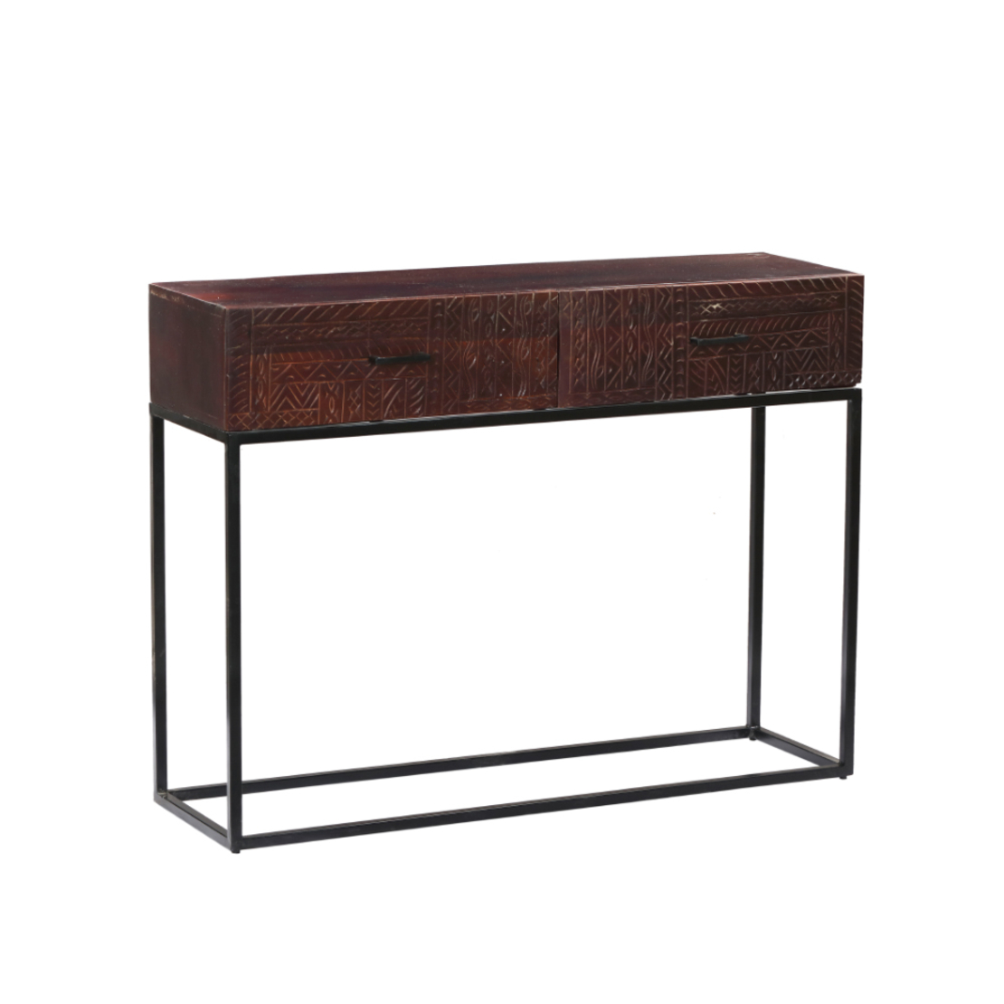 AZTEC CONSOLE 2DRAWERS WOOD MANGO BROWN DARK BLACK 120x35xH90cm IN