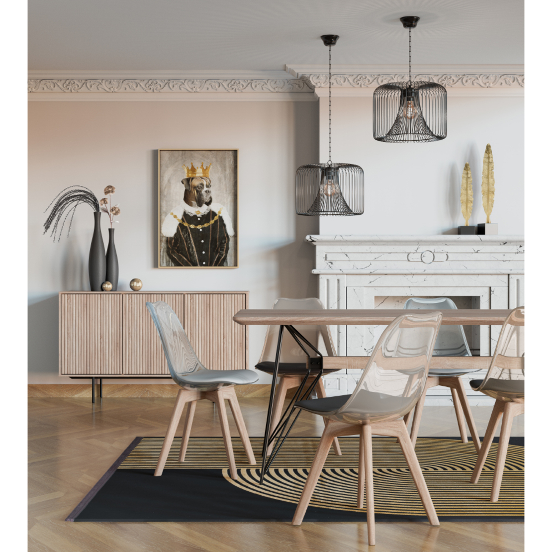 RIGOTE SIDEBOARD 3DOORS CHIPBOARD WITH MELAMINE CARTA SONOMA METAL BLACK 140x39xH82,8cm E1 PRC