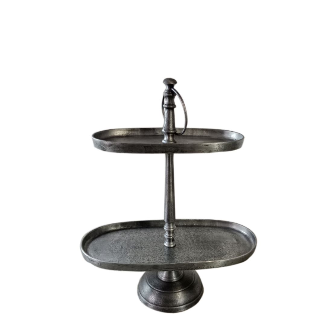 OVALLE STAND 2LEVELS ALUMINIUM SILVER ANTIQUE 40x2