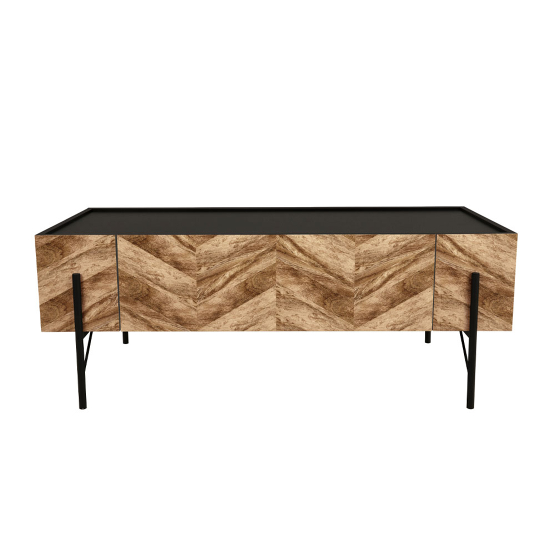 PARKE COFFEE TABLE CHIPBOARD WITH MELAMINE CARTA BLACK NATURAL WITH PATTERN METAL BLACK 120x63xH45cm E1 PRC