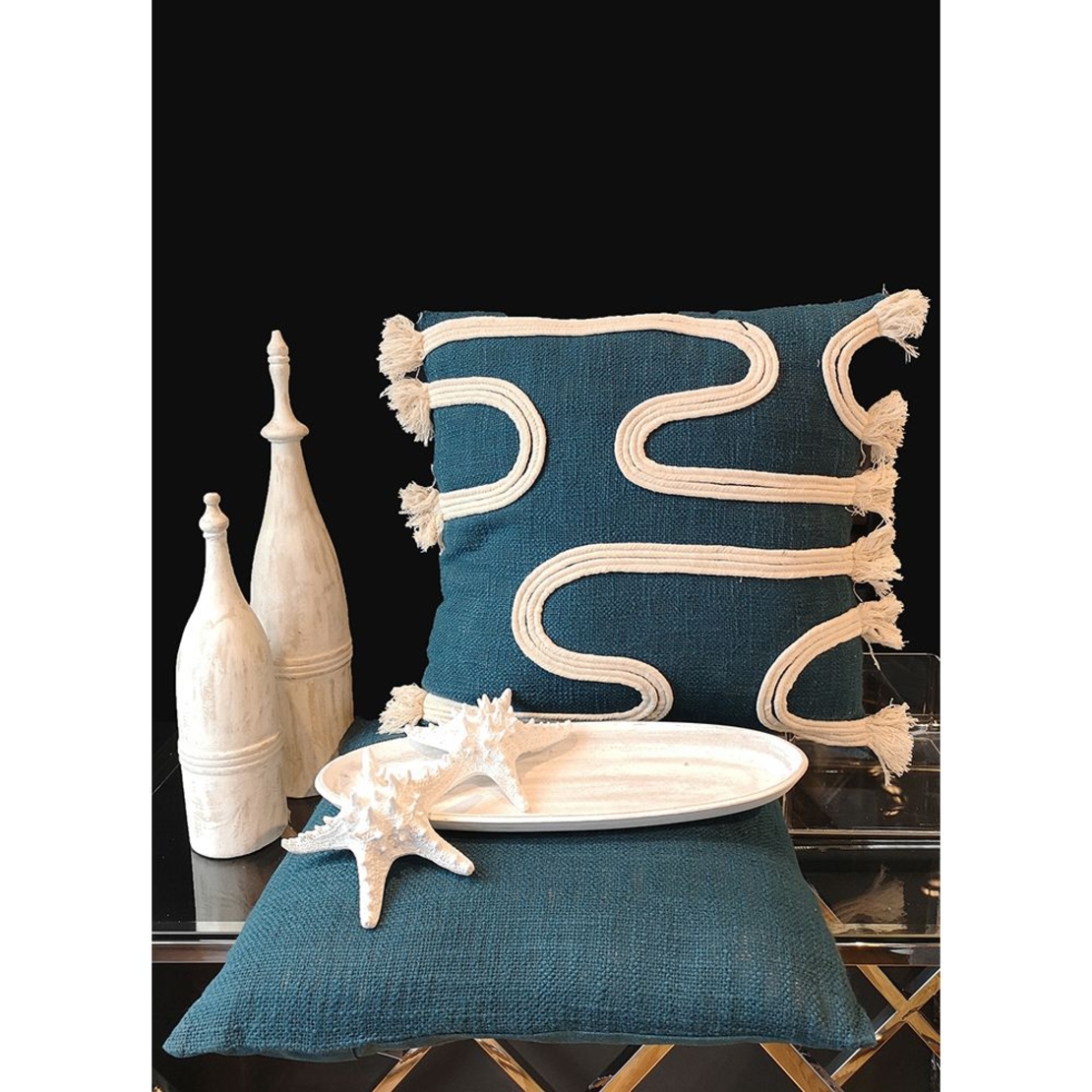 SOLID DECOR CUSHION FABRIC PETROL 45x45 IN