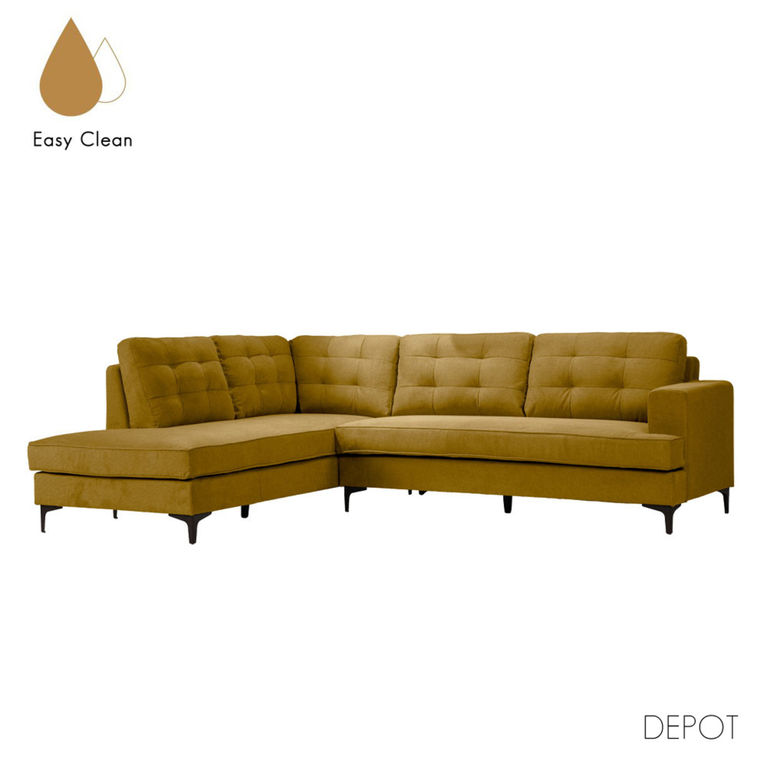 AMSTERDAM SOFA CORNER LEFT EASY CLEAN FABRIC MUSTARD E1 EU