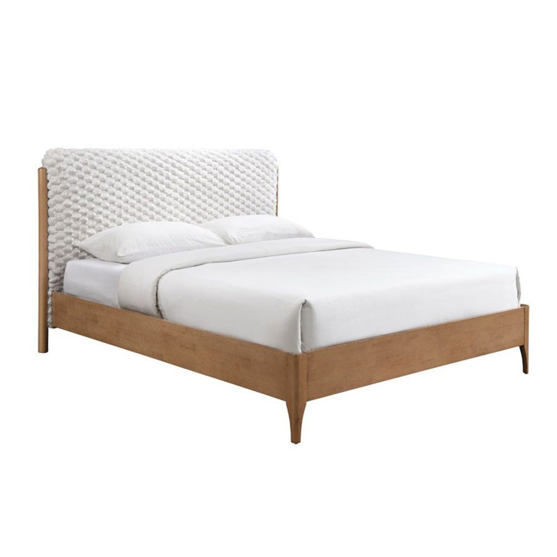 LORDY BED (FOR MATTRESS 160x196cm) FABRIC CREAM FABRIC WALNUT LIGHT MY