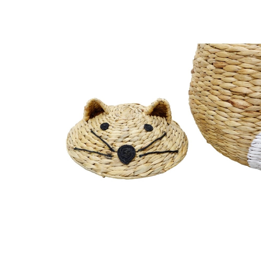 TIGRO BASKET WITH LID HYACINTH IRON NATURAL WHITE
