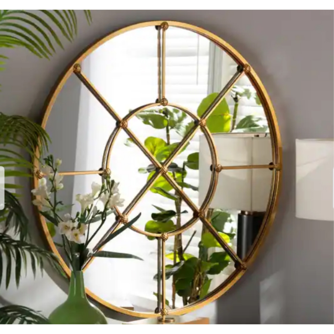 VAGO MIRROR WALL METAL GOLD 90x90cm PRC