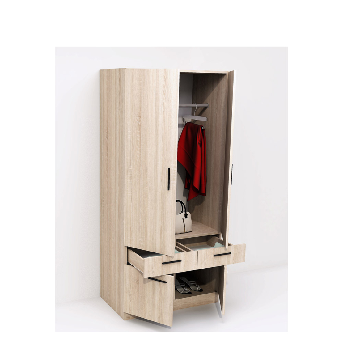 SIX WARDROBE MELAMINE SONOMA 91x56x199 E1 EU