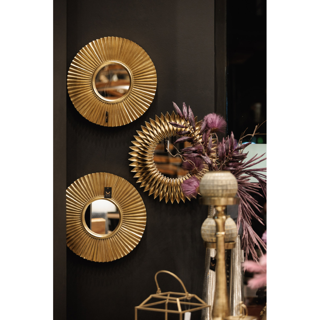 SOL MIRROR WALL POLYRESIN GOLD ANTIQUE 50x50x3,5cm PRC