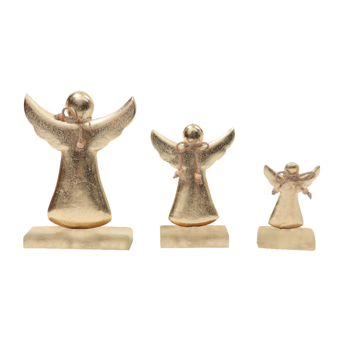 XMAS MISTLE ANGEL WOOD MANGO ALUMINIUM GOLD 12x5xH