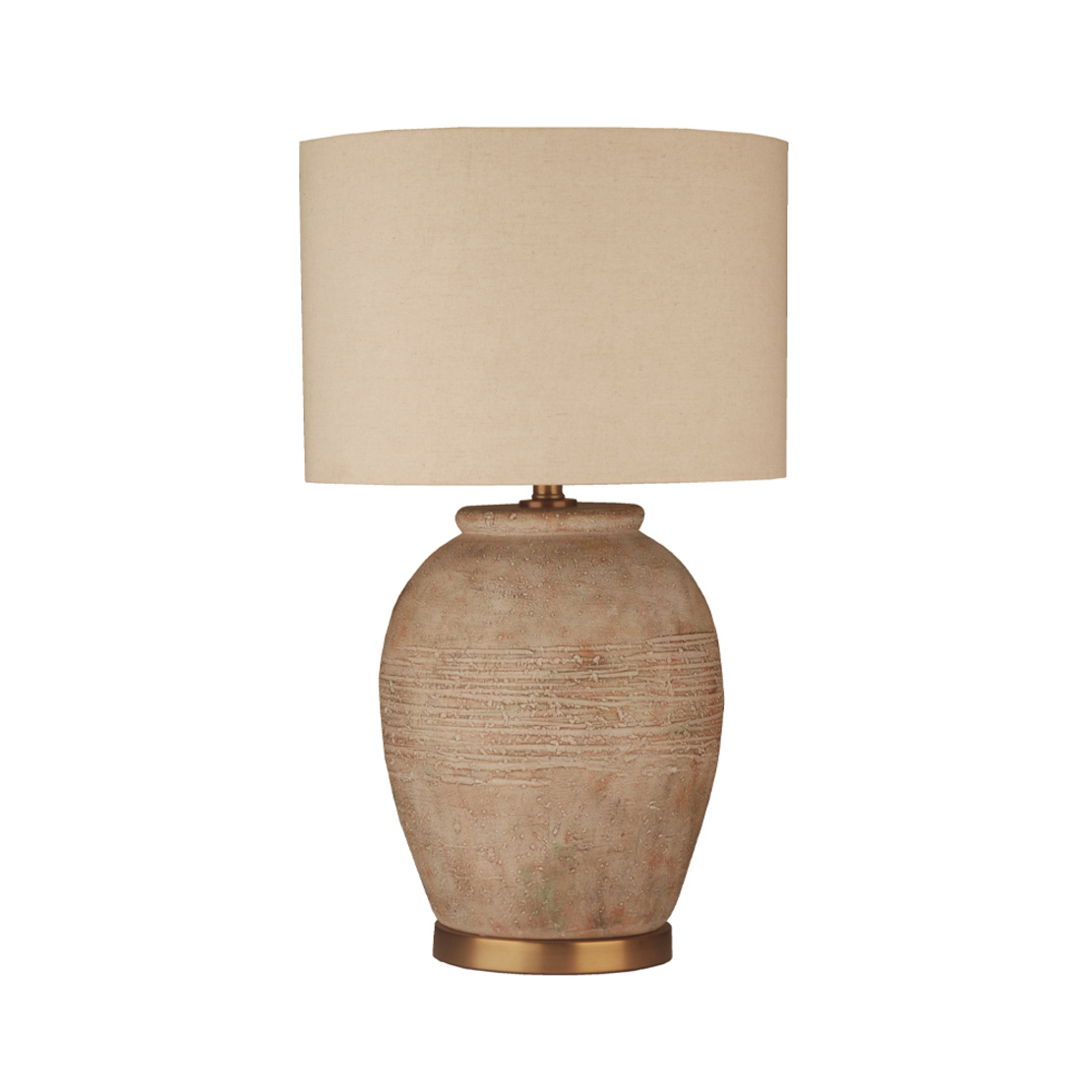 KENNA LAMP TABLE CONCRETE LINEN BEIGE BROWN GOLD B