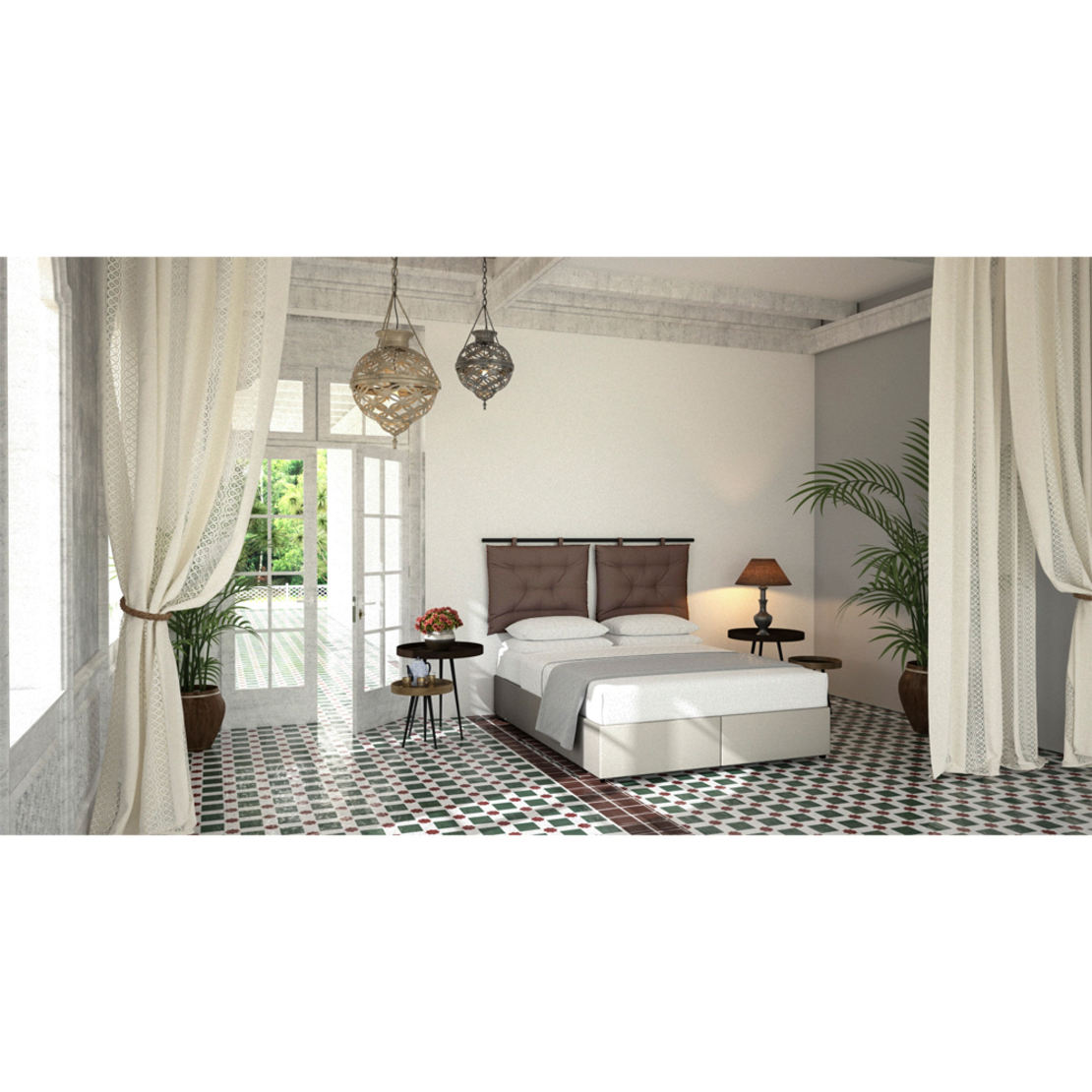 INTERNO BEDBASE WITH STORAGE 160x200cm FABRIC GREY