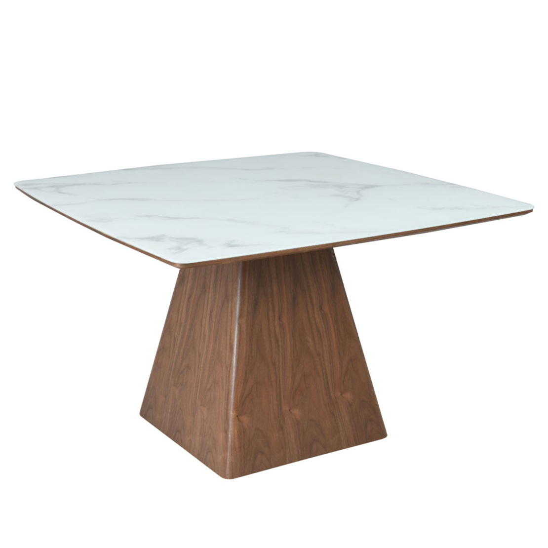 TOTEM TABLE SANDY GLASS WALNUT WHITE WITH MARBLE PATTERN VENEER ΟΑΚ E1 PRC