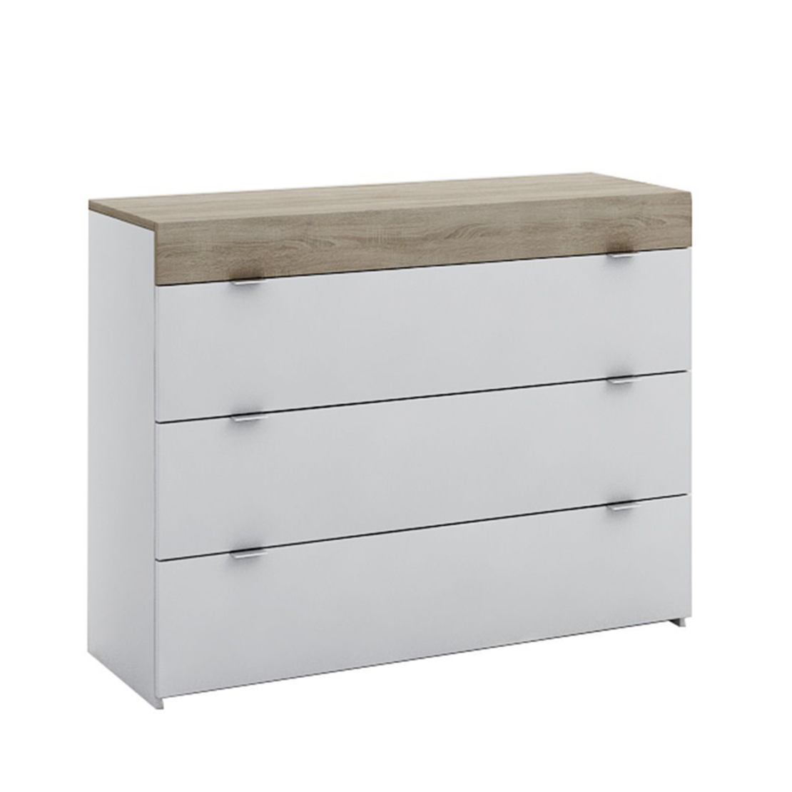MY BOX COMMODE 3DRAWERS MELAMINE SONOMA DARK WHITE HIGH GLOSS E1 EU