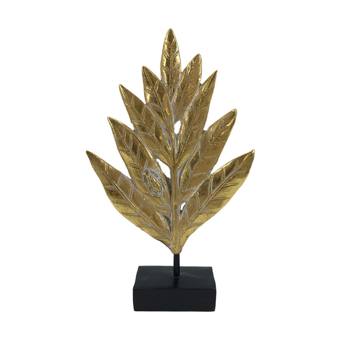 RUOMO DECO LEAF POLYRESIN GOLD BLACK 15,2x4,3xH25,