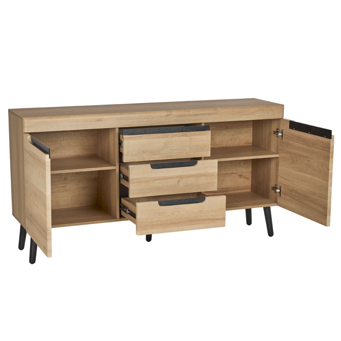 GRIF SIDEBOARD CHIPBOARD WITH MELAMINE NATURAL BLACK BLACK 160x40xH83cm E1 PRC
