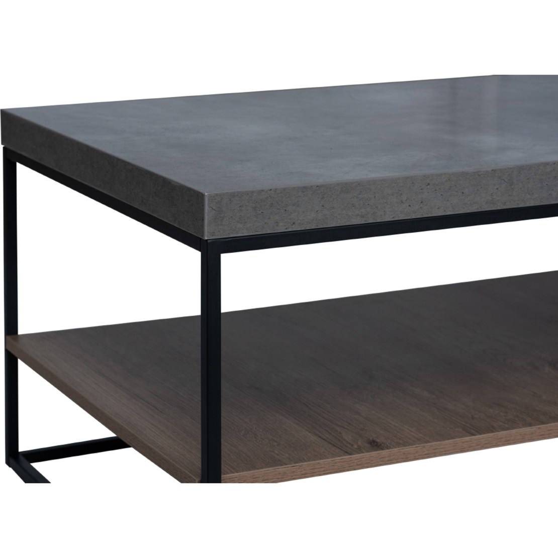 DELTA COFFEE TABLE MELAMINE CEMENT DARK OAK METAL BLACK 119x59xH45cm E1 PRC