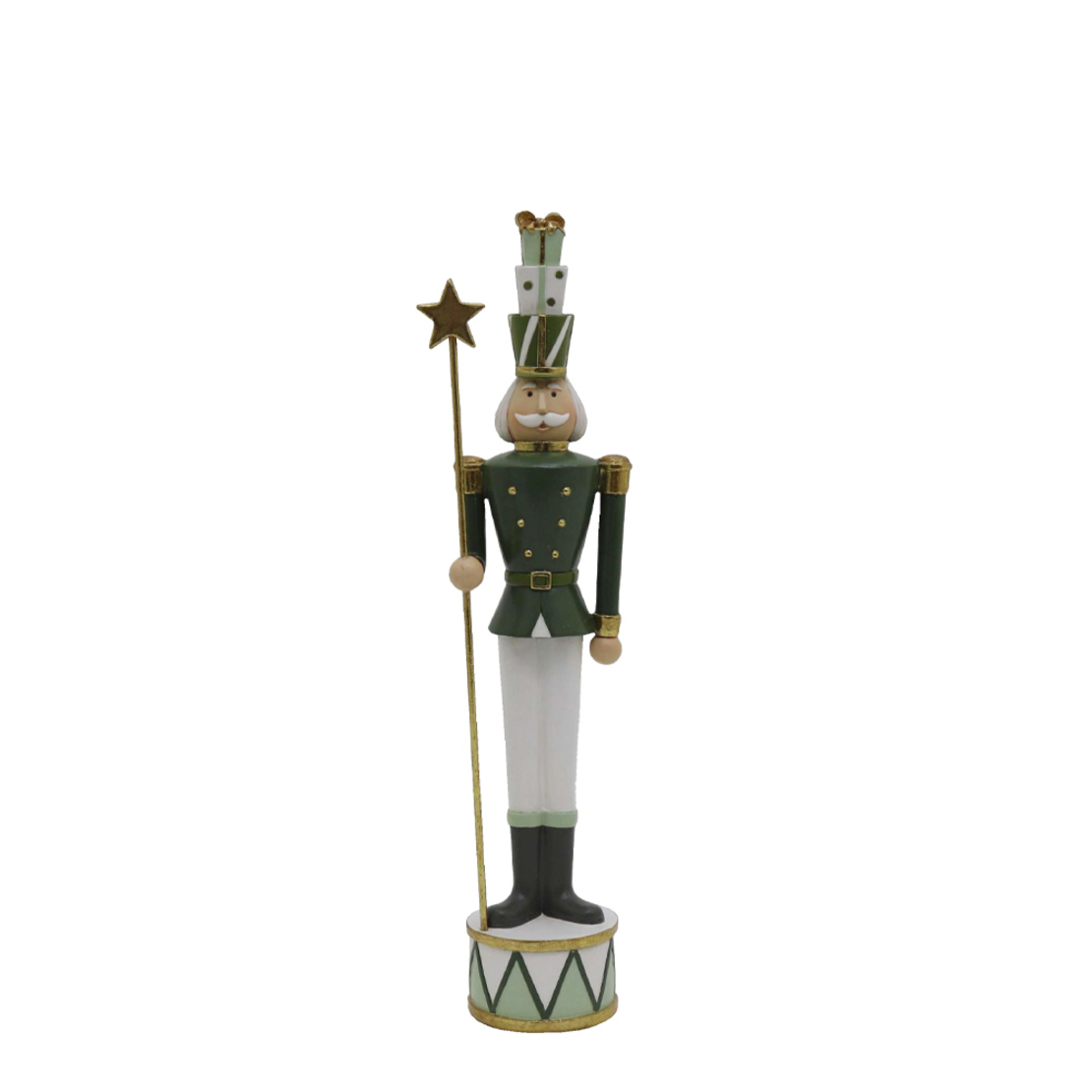 XMAS GREEN SOLDIER M DECO POLYRESIN GREEN WHITE GO