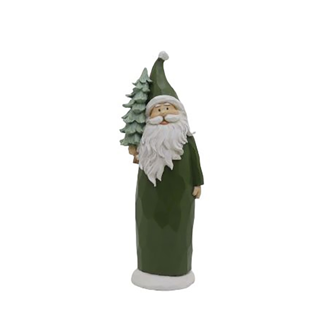 XMAS DASHER B SANTA CLAUS POLYRESIN GREEN WHITE 14