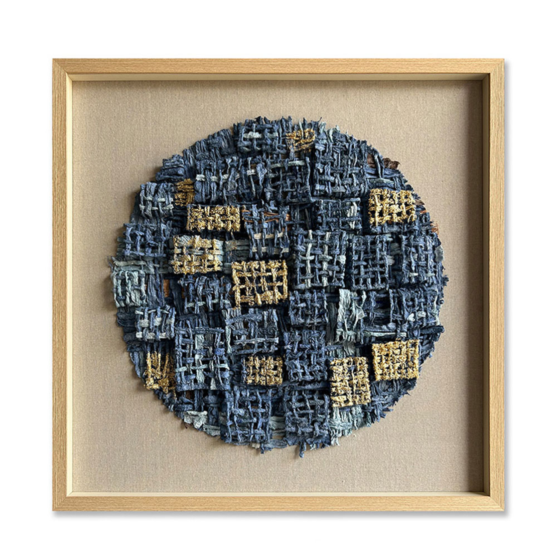 AZURE WORLD 2 PAINTING PAPER BEIGE BLUE GLASS FRAM