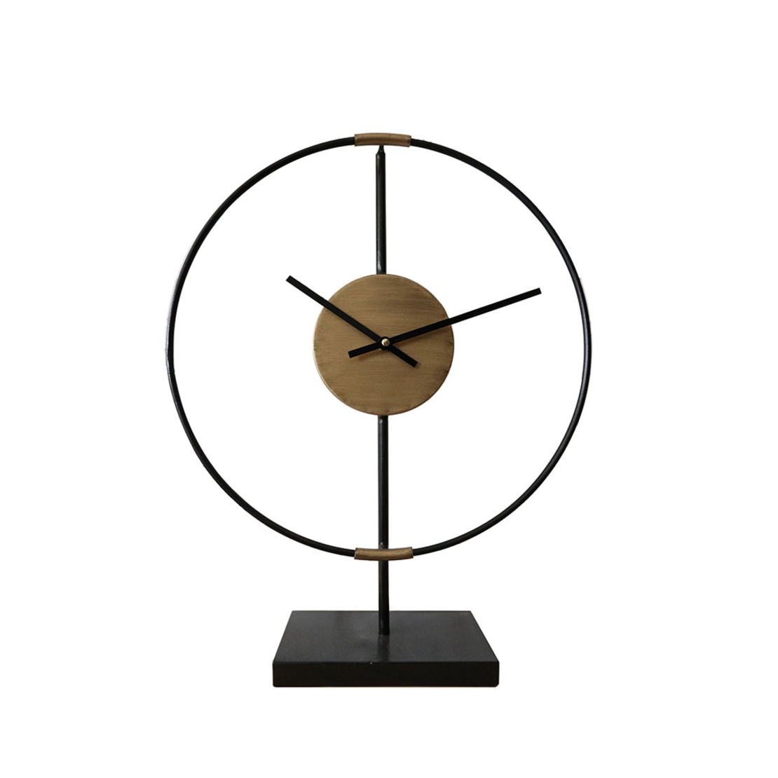 IRON CLOCK TABLE METAL BLACK GOLD 39x9xH49.5cm PRC