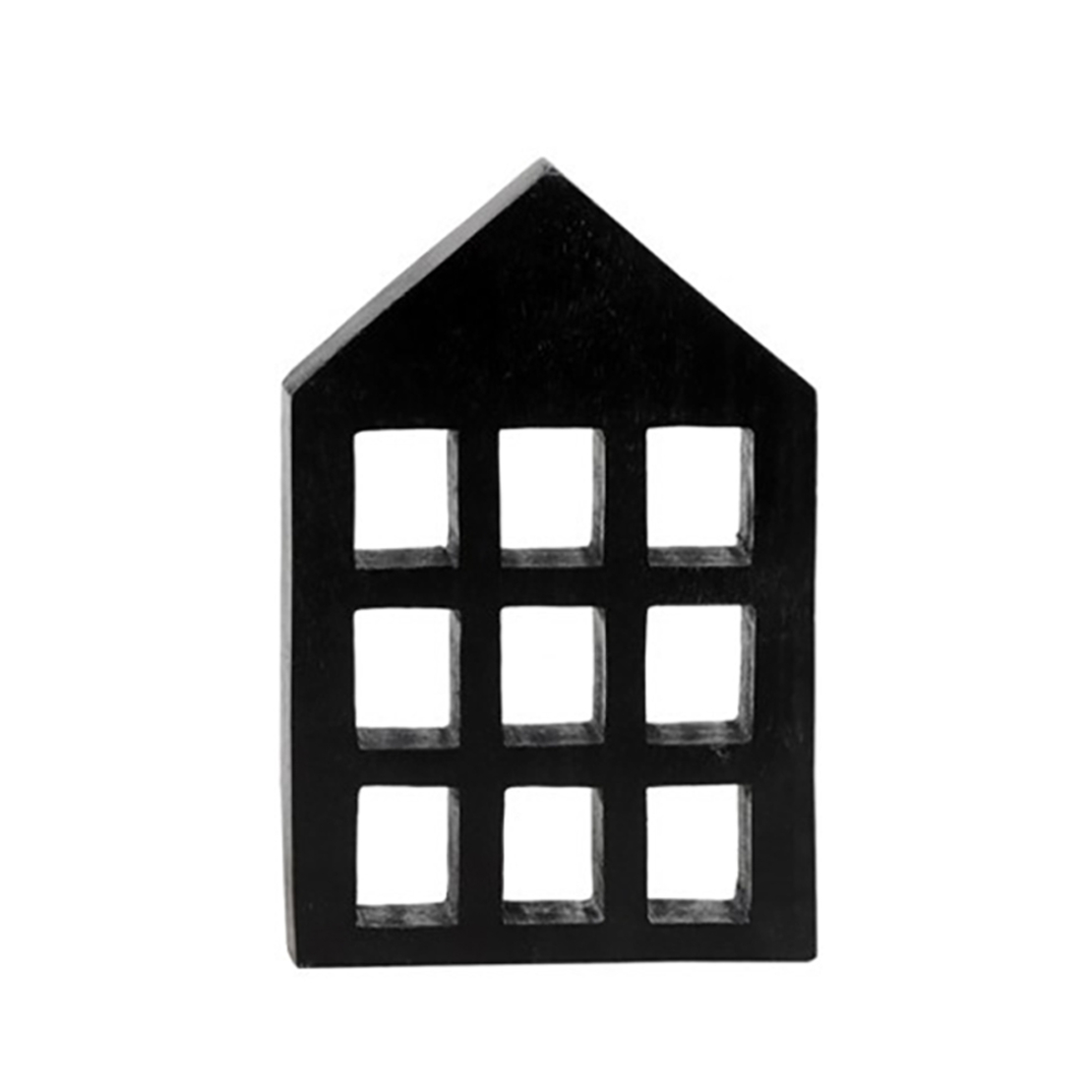 HAUS DECO HOUSE WOOD MANGO BLACK 14x3xH19,5cm IN