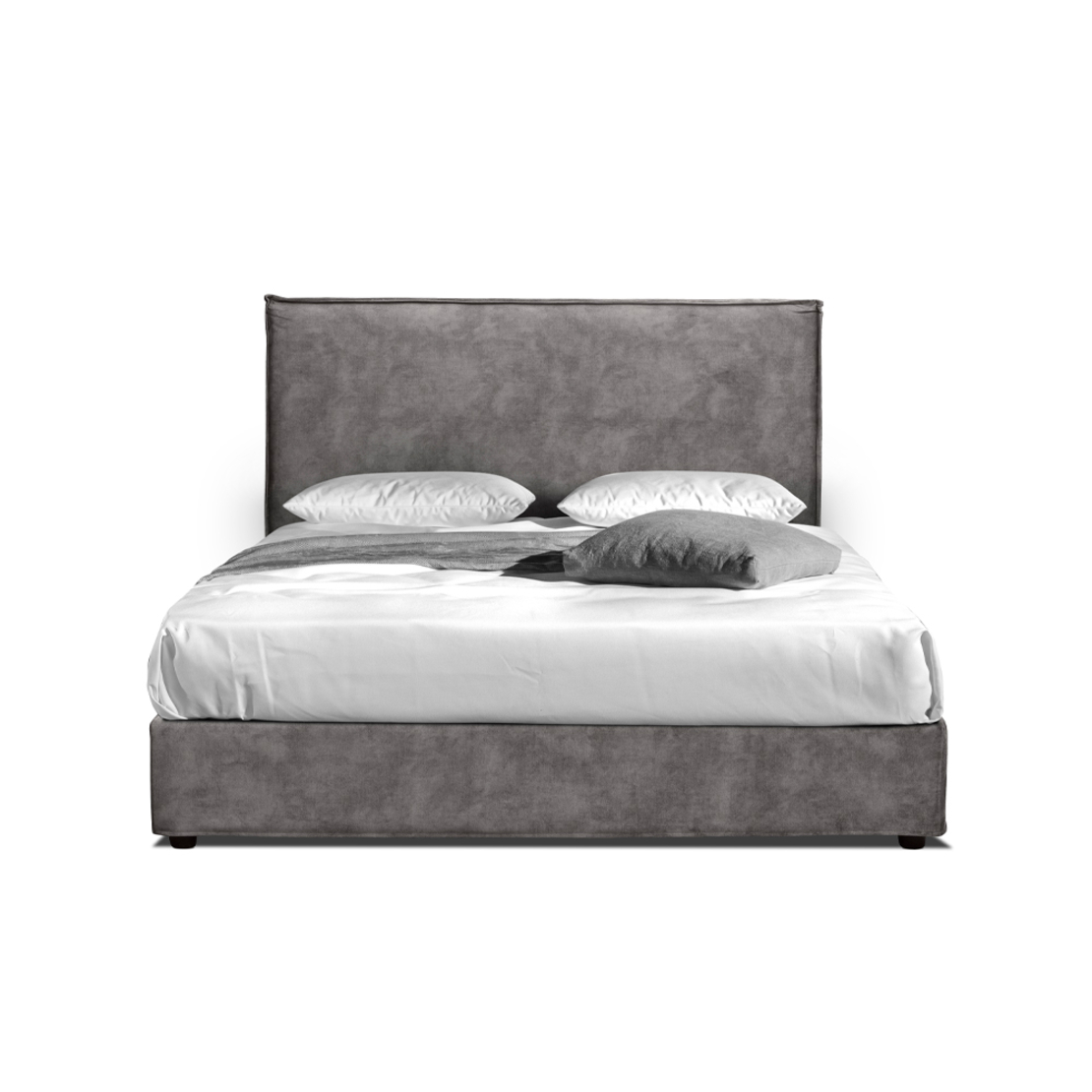 DOMUS HEADBOARD AND BASE FABRIC SOLID WOOD PINE SILVER GREY CHIPBOARD E1 GR