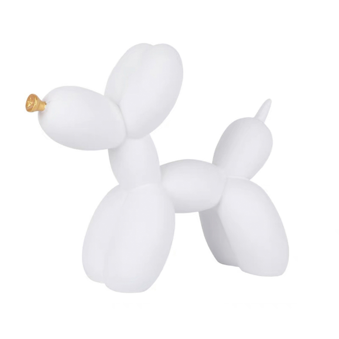 BISON BLANC DECO DOG POLYRESIN WHITE MATTE GOLD 21