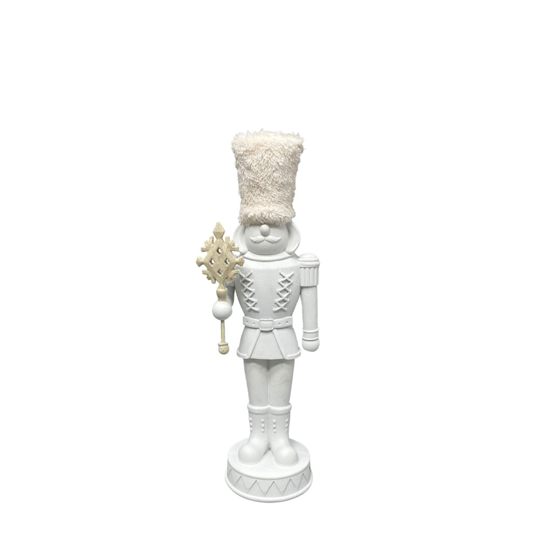 SPEZZA CHRISTMAS DECORATION NUTCRACKER 13.5x10.5x37.5 POLYRESIN WHITE BEIGE