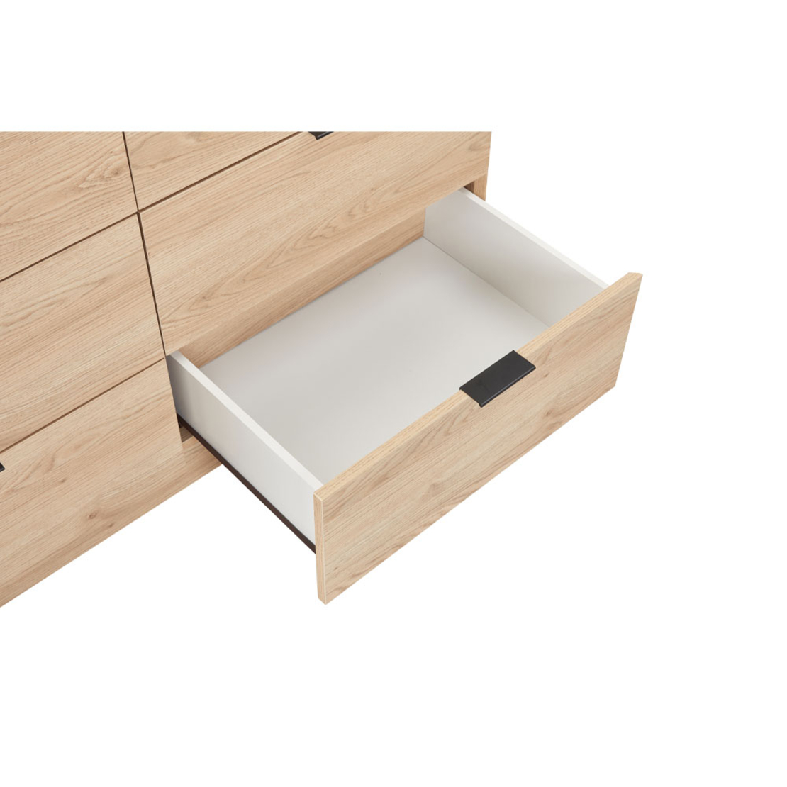 CUBIUS PEDESTAL 6DRAWERS MELAMINE NATURAL MELAMINE SMOKE BLACK E1