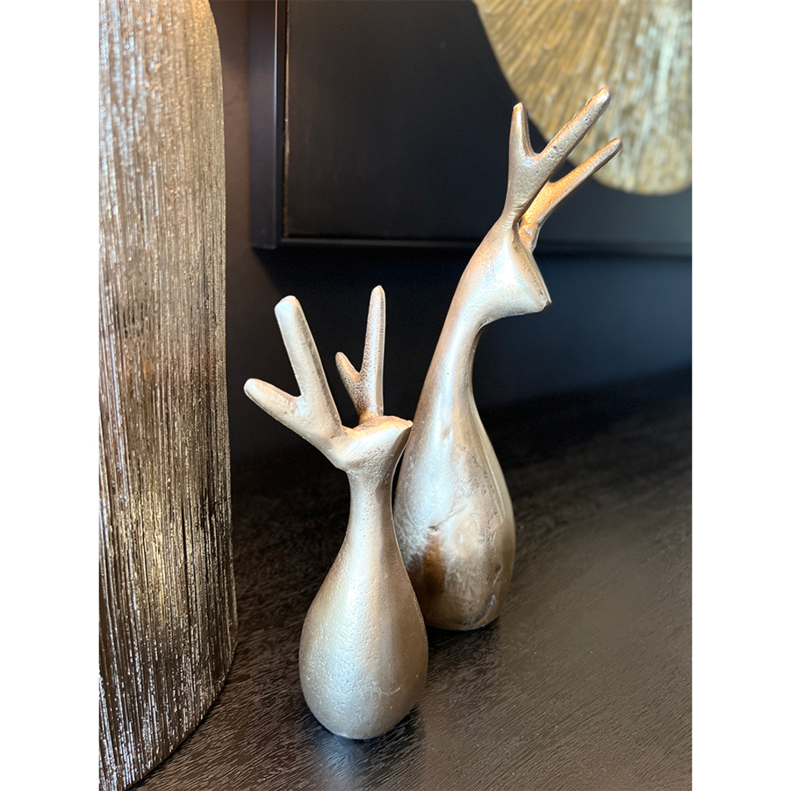 XMAS COUES DEER ALUMINIUM GOLD 7x6xH20cm IN