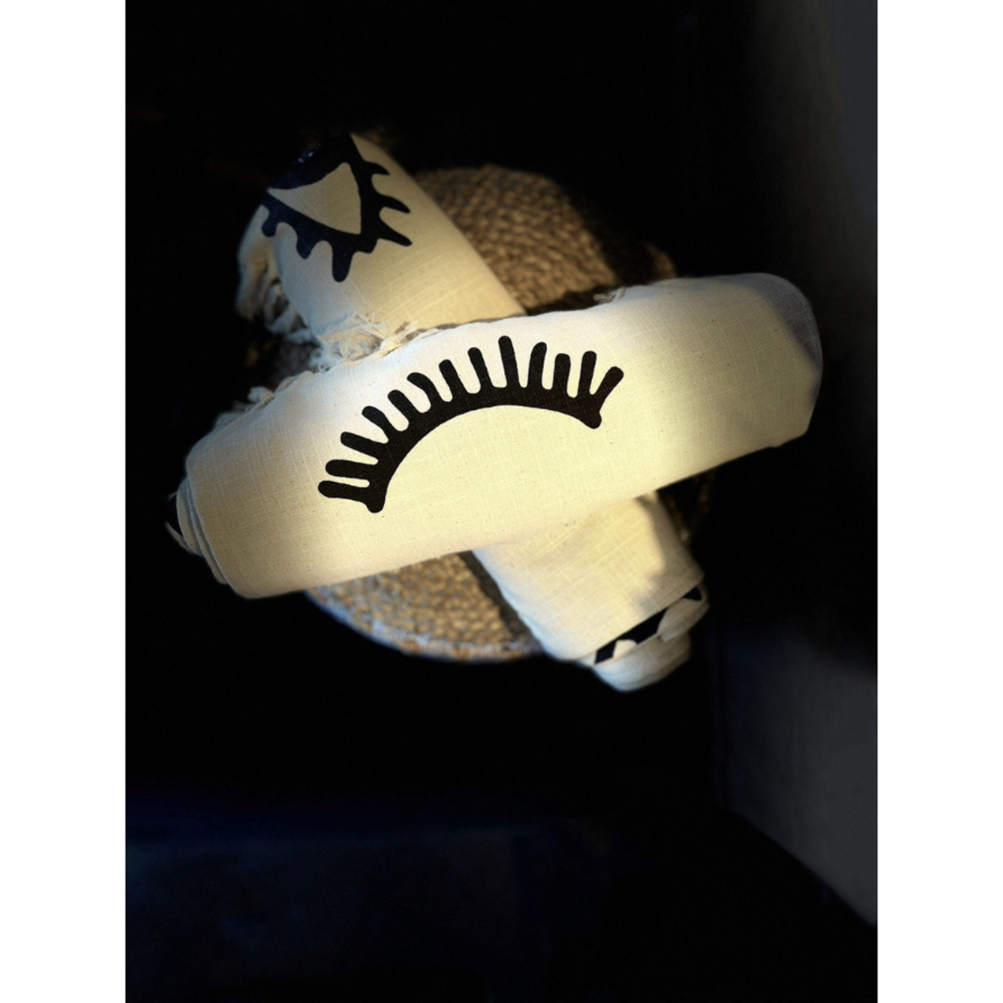 EYES WHITE THROW COTTON WHITE BLACK 130x170cm IN