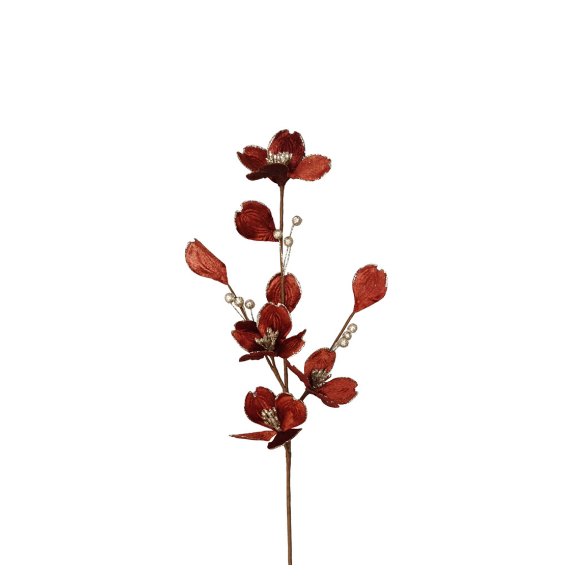 XMAS BROCADE FLOWER 1 FLOWER TERRACOTTA PRC
