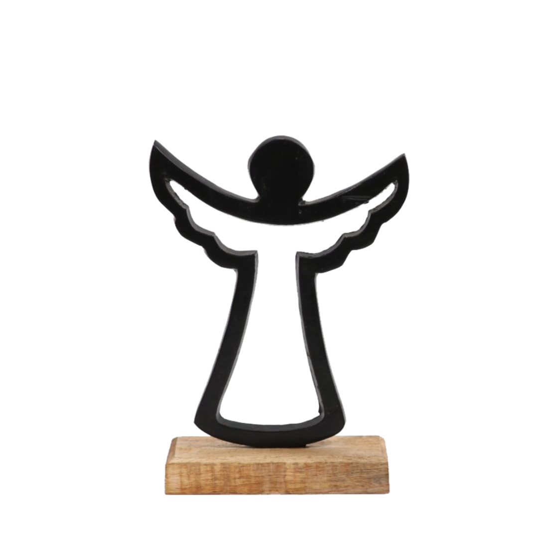XMAS ADORN ANGEL ALUMINIUM WOOD MANGO BLACK NATURA