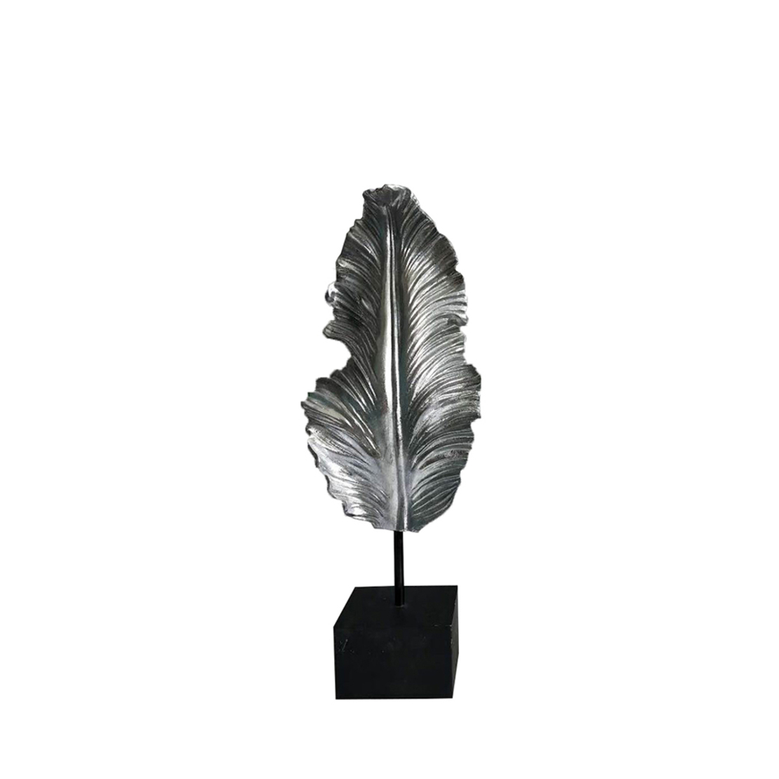 FILO DECO LEAF POLYRESIN SILVER BLACK 18x8xH50cm P