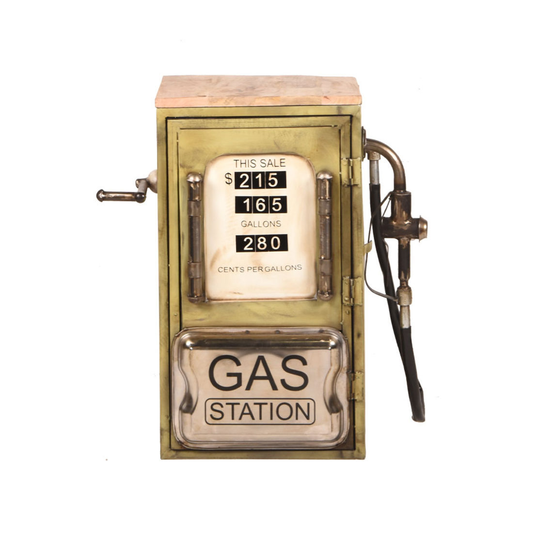 GAS PUMP SIDE TABLE METAL MULTICOLOR WITH PATTERN NATURAL 57x36xH71cm IN